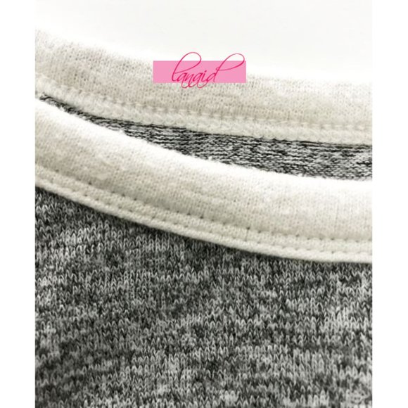 GAP Softspun Raglan T-Shirt Dress Light Grey Beige Heathered Baseball Sweater XS - Picture 4 of 7